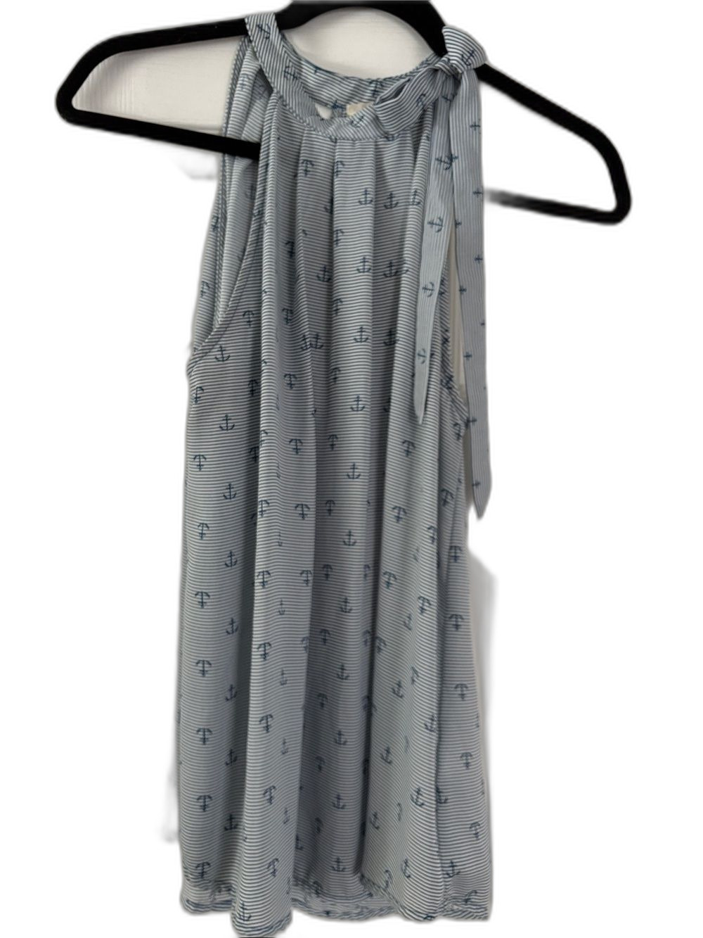 Maison Jules Women's Light Blue Nautical Anchor Halter Top Size L Large